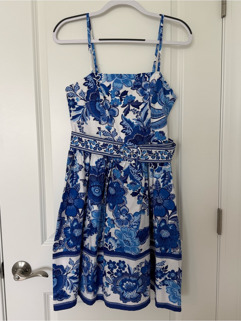 Joie Blue and White Floral Spaghetti-Strap Dress